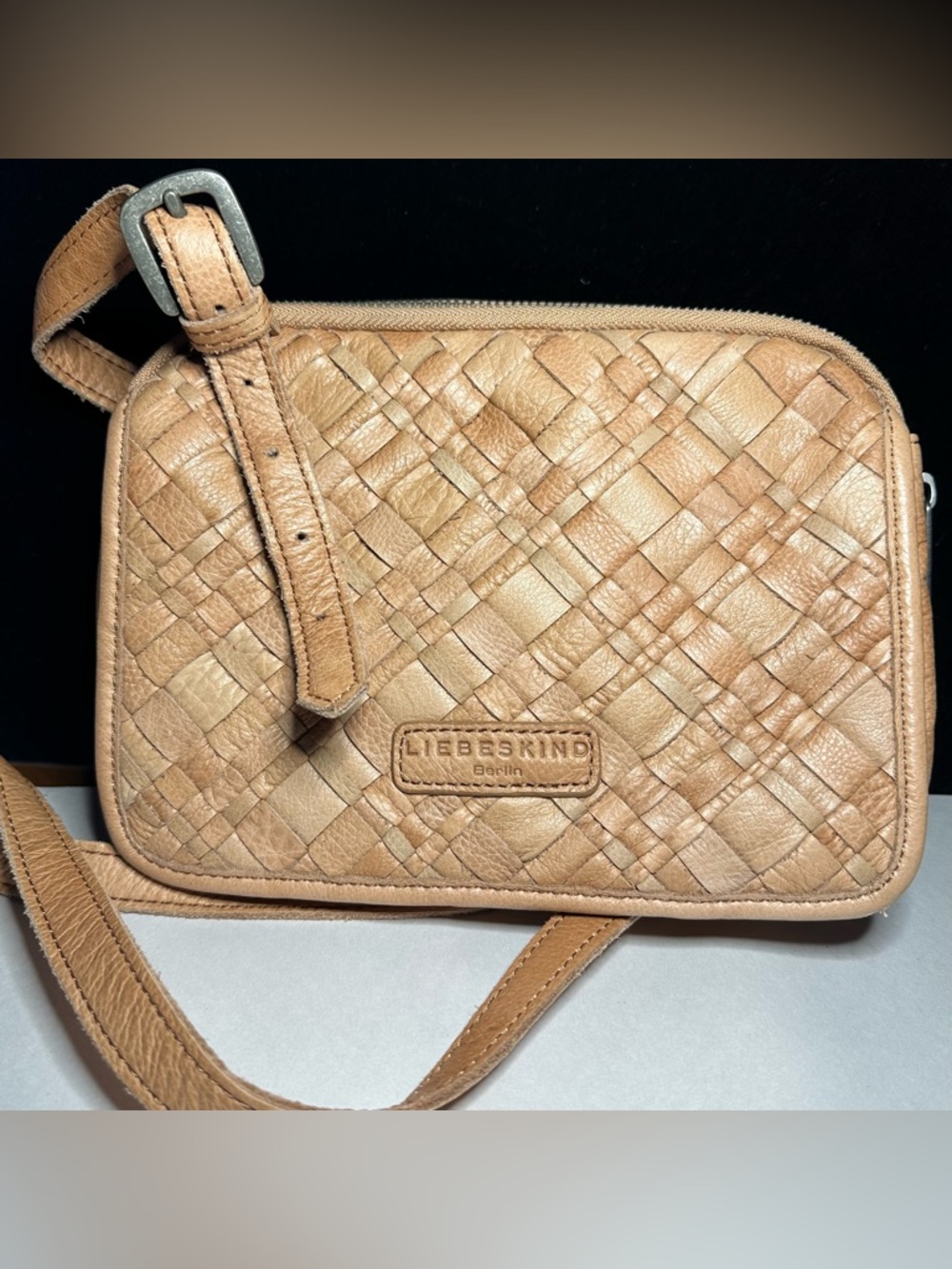 Liebeskind Woven Leather Crossbody in Tan